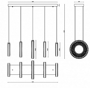 Подвесной светильник iLedex Crystal ice 4460-5 72W TGD