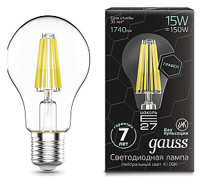 Лампа светодиодная Gauss LED Filament Graphene E27 15Вт 4100K 102802215