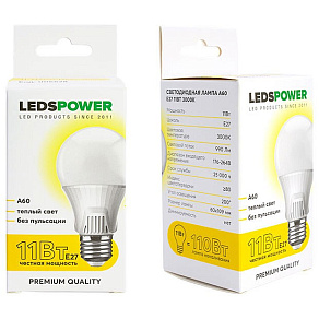 Лампа светодиодная LEDS POWER A60 E27 11Вт 3000K 006628