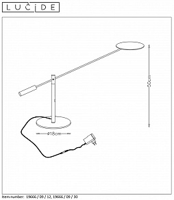 Настольная лампа офисная Lucide Anselmo 19666/09/12