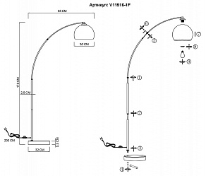 Торшер Moderli Arco V11516-1F