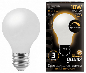 Лампа светодиодная Gauss 1022 E27 10Вт 2700K 102202110-D