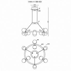 Подвесная люстра iLedex Savage C4641-9 MBK+SGD