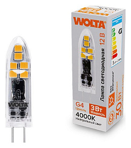Лампа светодиодная Wolta  G4 3Вт 4000K WSTD-JC-12V3W4KG4-P