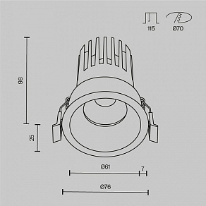 Встраиваемый светильник Maytoni Dip DL117-15W-4K-B