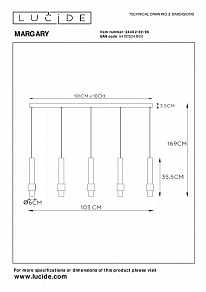 Подвесной светильник Lucide Margary 24402/30/96