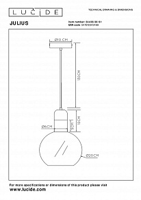 Подвесной светильник Lucide Julius 34438/20/61