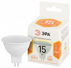 Лампа светодиодная Эра Стандарт GU5.3 15Вт 2700K LED MR16-15W-827-GU5.3