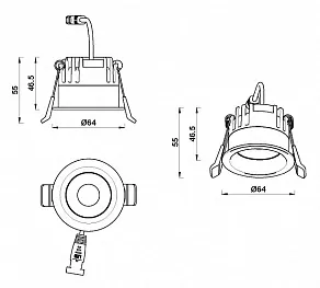 Встраиваемый светильник iLedex Mars 107-7W-D64-3000K-24DG-BK