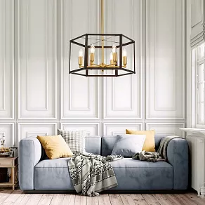 Люстра на штанге LUMINA DECO Lorton LDP 1142-6 BK+MD