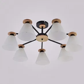 Люстра на штанге Reluce 01625-1 01625-0.3-07 BK+WOOD