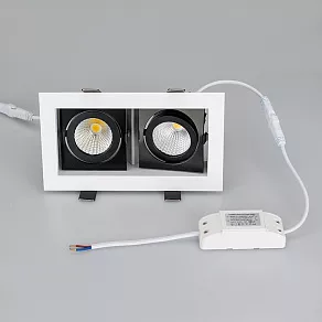 Встраиваемый светильник Arlight  CL-KARDAN-S180x102-2x9W Warm (WH-BK, 38 deg)