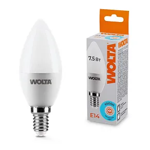 Лампа светодиодная Wolta  E14 7.5Вт 6500K 25WC7.5E14