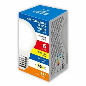 Лампа светодиодная Volpe  E27 6Вт 3000K UL-00008296