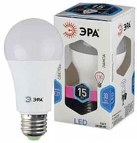 Лампа светодиодная Эра Стандарт E27 15Вт 4000K LED A60-15W-840-E27