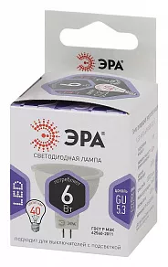 Лампа светодиодная Эра  GU5.3 6Вт 6000K Б0049069