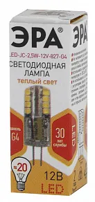Лампа светодиодная Эра Стандарт G4 2.5Вт 2700K LED JC-2,5W-12V-827-G4