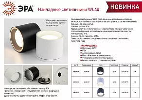 Накладной светильник Эра WL40 WH Б0054415