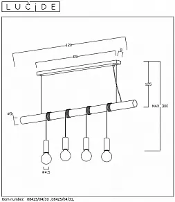 Подвесной светильник Lucide Jaime 08425/04/30