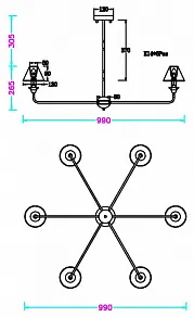 Люстра на штанге MyFar Leon MR2400-6C