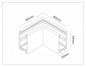 Соединитель угловой внутренний для треков накладных Ambrella Light TRACK SYSTEM GL1961