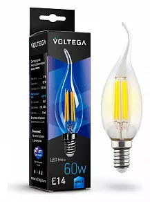 Лампа светодиодная Voltega Candle wind 6W E14 6Вт 4000K 7018