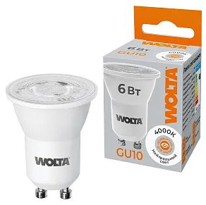 Лампа светодиодная Wolta  GU10 6Вт 4000K WSTD-JCDR-MR11-6W4KGU10-L