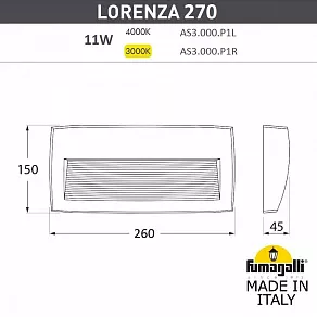 Накладной светильник Fumagalli Lorenza AS3.000.000.LXP1L