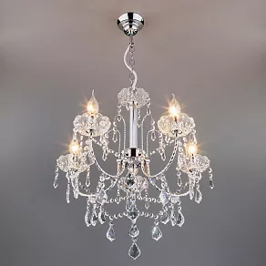 Подвесная люстра Eurosvet 3908 3908/5 хром/прозрачный хрусталь Strotskis