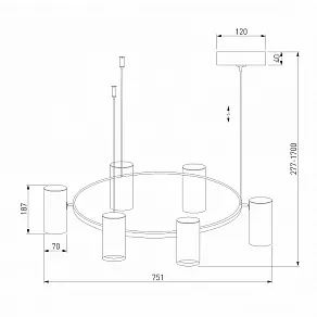 Подвесная люстра Eurosvet Spacer 90103/6 матовый серый/золото