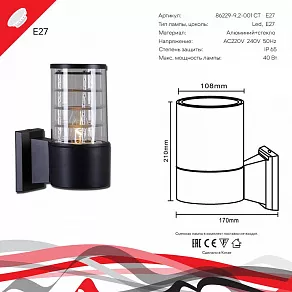 Светильник на штанге Reluce 86229 86229-9.2-001CT E27 BK