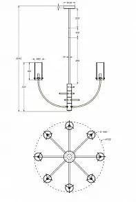 Люстра на штанге Maytoni Arco MOD223PL-08BS