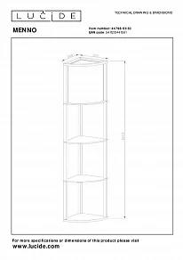 Торшер с полкой Lucide MENNO 44798/81/30