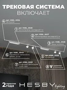 Комплект трековый Hesby Lighting Skylite №14 HSBL_kompl_S014_NI3W3K