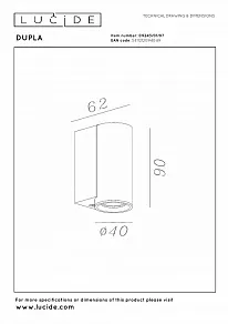 Накладной светильник Lucide Dupla 09243/01/97