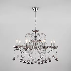 Подвесная люстра Eurosvet Brezza 10107/8 хром/дымчатый хрусталь Strotskis