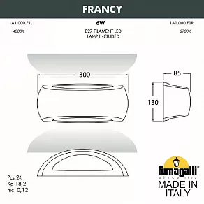 Светильник на штанге Fumagalli Francy 1A1.000.000.LYF1R
