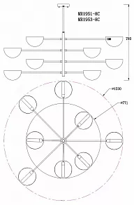 Люстра на штанге MyFar Valentina MR1951-8C