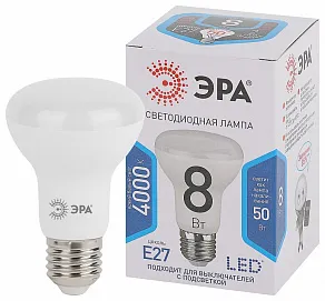 Лампа светодиодная Эра Стандарт E27 8Вт 4000K LED R63-8W-840-E27