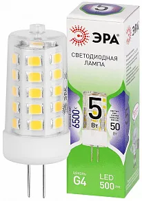 Лампа светодиодная Эра Green Line G4 5Вт 6500K LED G4-JC-5W-865-12V GL