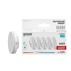 Лампа светодиодная Gauss  GX53 10Вт 4100K 84820V