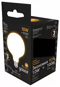 Лампа светодиодная Gauss Filament E27 10Вт 3000K 187202110
