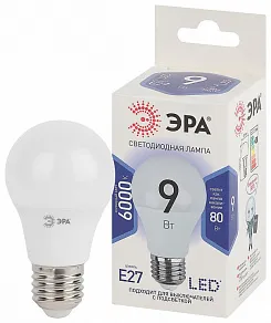Лампа светодиодная Эра Стандарт E27 9Вт 6000K LED A60-9W-860-E27