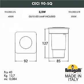 Встраиваемый в дорогу светильник Fumagalli Ceci 1F4.000.000.LXU1L