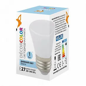 Лампа светодиодная Volpe Décor Color E27 1Вт 6000K UL-00005804