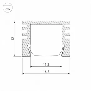 Профиль накладной [2 м] Arlight PDS-S-2000 ANOD 012095