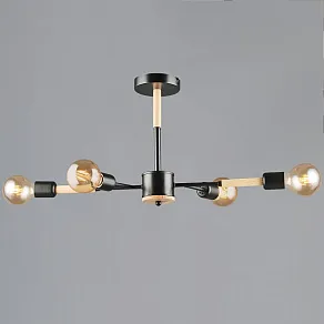 Люстра на штанге Reluce 99960 99960-0.3-04 BK+WOOD