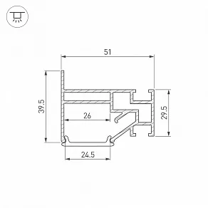 Профиль для контурной подсветки натяжного потолка Arlight STRETCH 40061