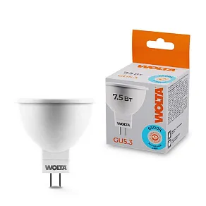 Лампа светодиодная Wolta  GU5.3 7.5Вт 6500K 25WMR16-220-7.5GU5.3