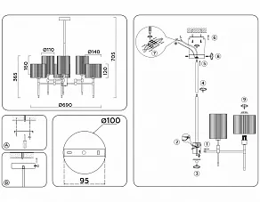 Люстра на штанге Ambrella Light LH LH72381